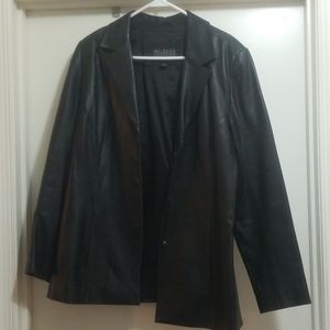 Women's black leather blazer style jacket